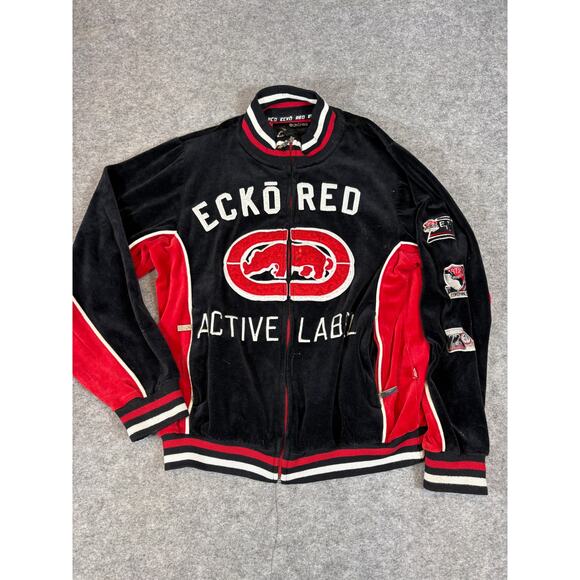 Vintage Y2K Ecko Red #72 Bomber Jacket Womens Small Black Full Zip Active Label - Picture 1 of 8